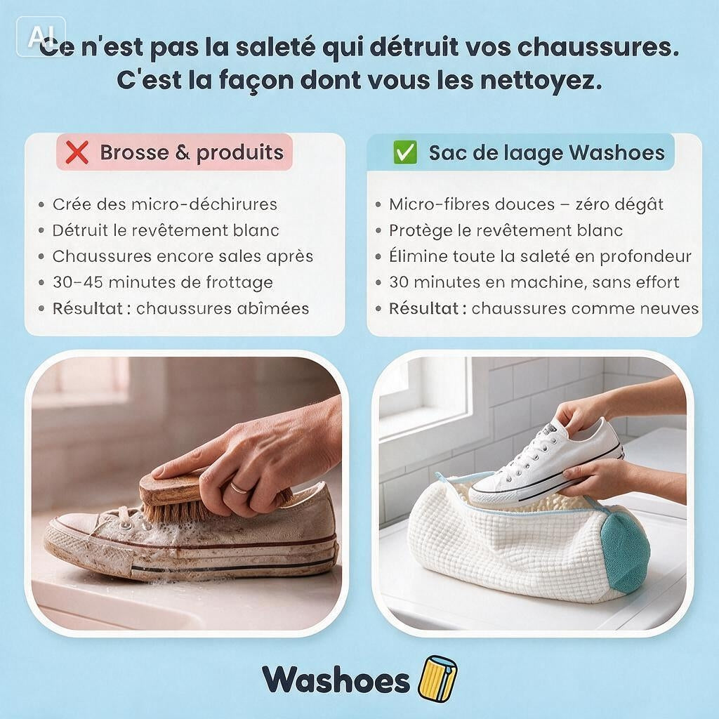 Washoes- Sac de lavage pour chaussures- Blanc
