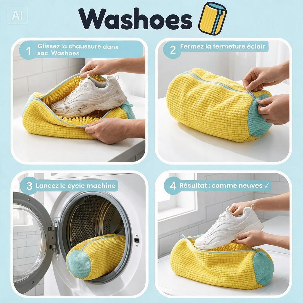 Washoes- Sac de lavage pour chaussures- Jaune