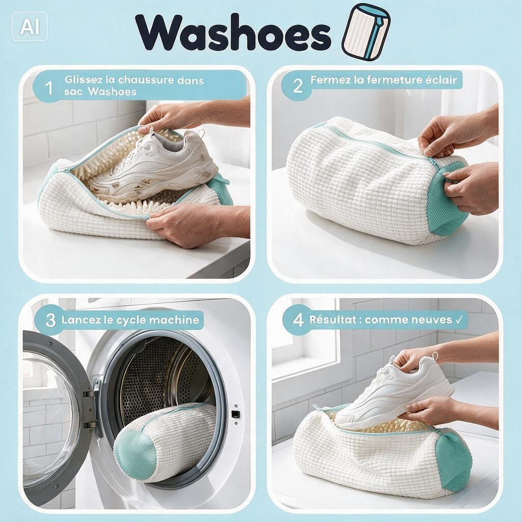 Washoes- Sac de lavage pour chaussures- Blanc