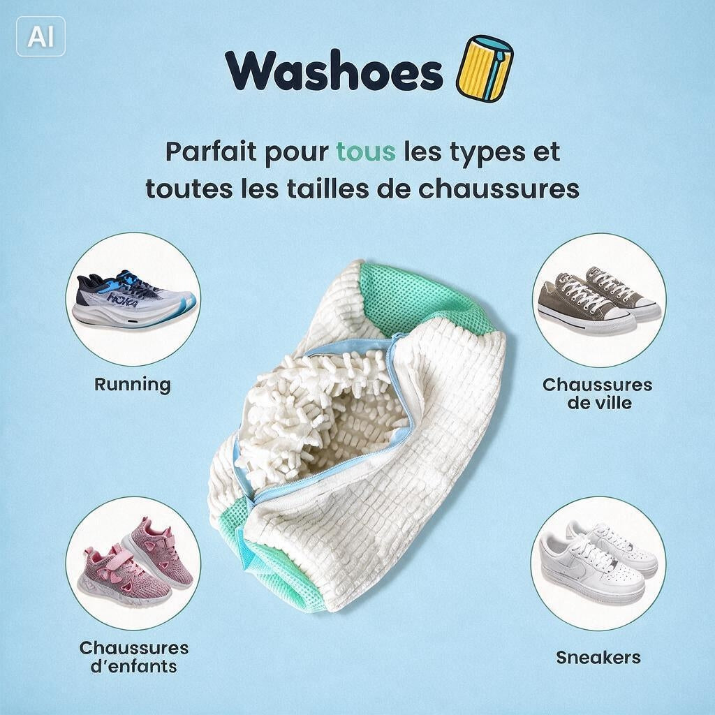 Washoes- Sac de lavage pour chaussures- Blanc