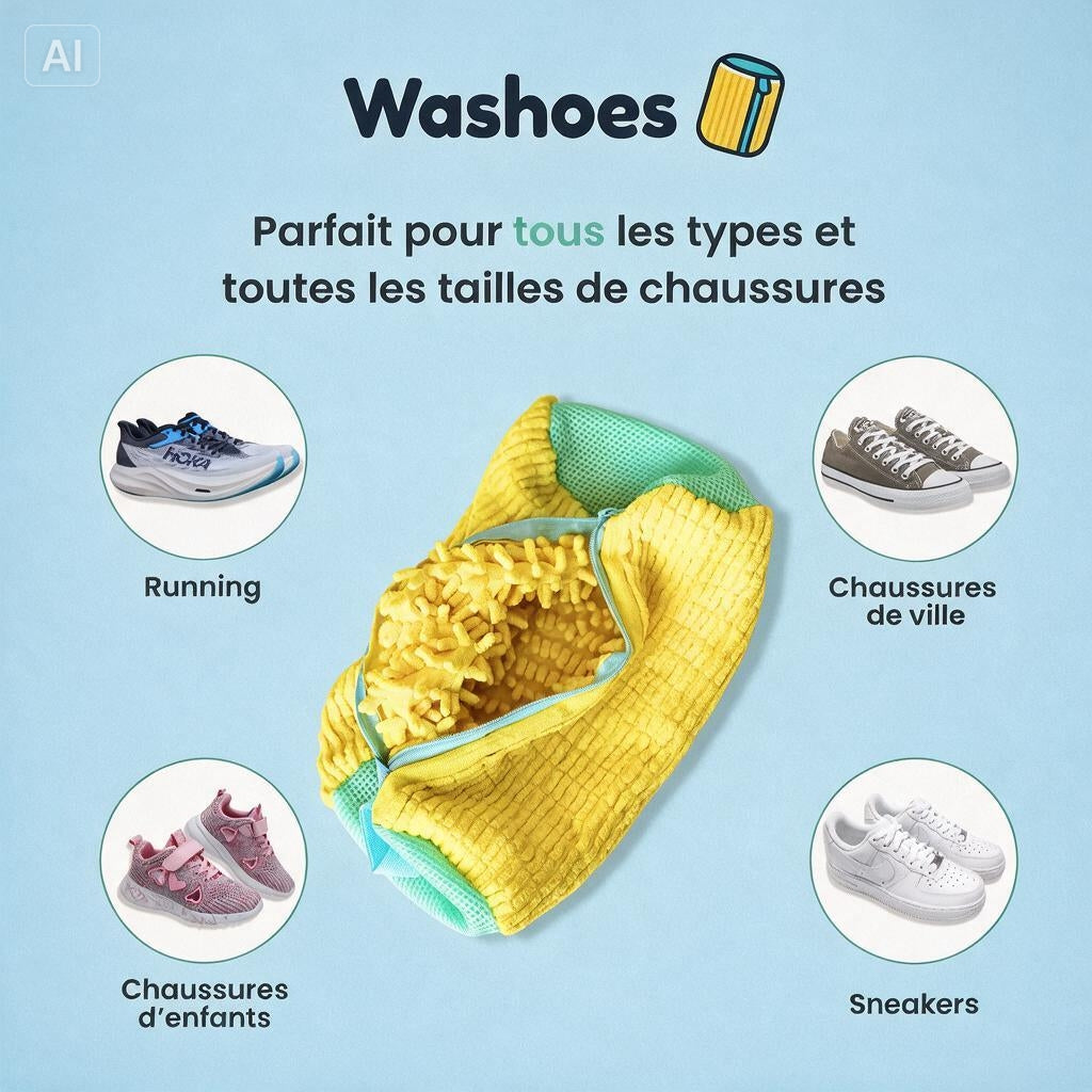 Washoes- Sac de lavage pour chaussures- Jaune